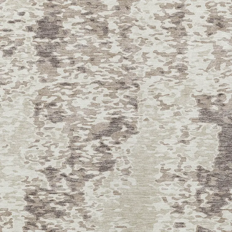 3' X 5' Ivory And Beige Abstract Washable Indoor Outdoor Area Rug