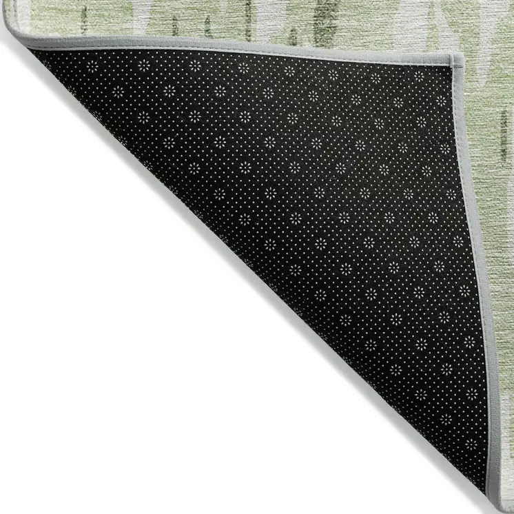 8' X 10' Green And Ivory Abstract Washable Indoor Outdoor Area Rug