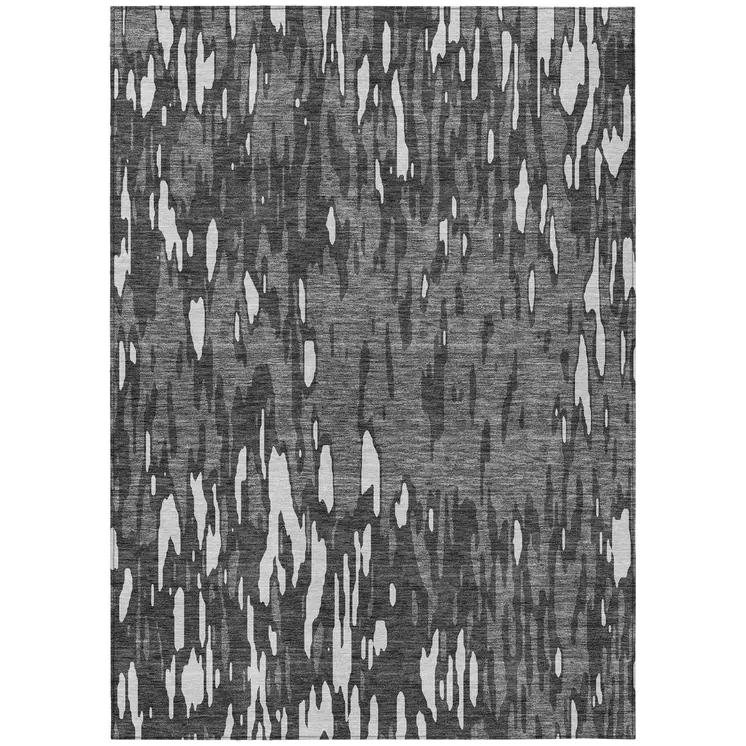 10' X 14' Gray And Ivory Abstract Washable Indoor Outdoor Area Rug