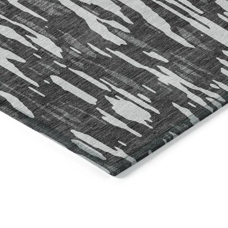 10' X 14' Gray And Ivory Abstract Washable Indoor Outdoor Area Rug