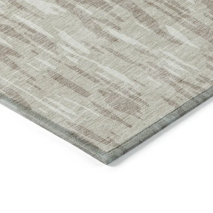 5' X 8' Ivory And Off White Abstract Washable Indoor Outdoor Area Rug