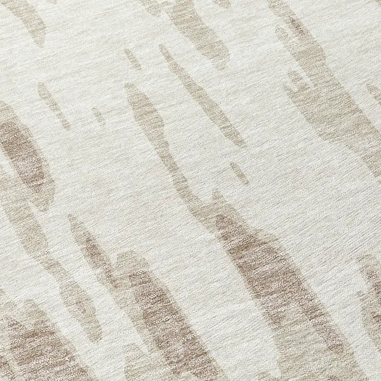 8' Ivory And Off White Round Abstract Washable Indoor Outdoor Area Rug