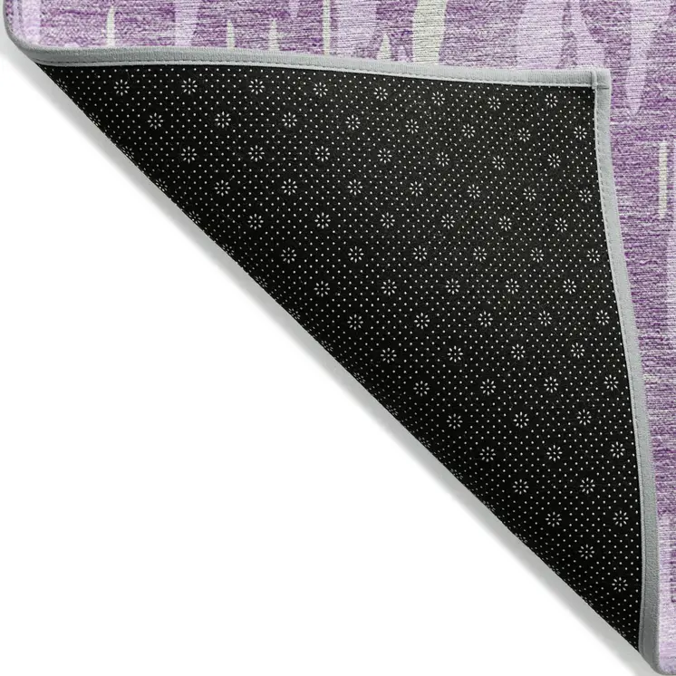 3' X 5' Lavender And Ivory Abstract Washable Indoor Outdoor Area Rug