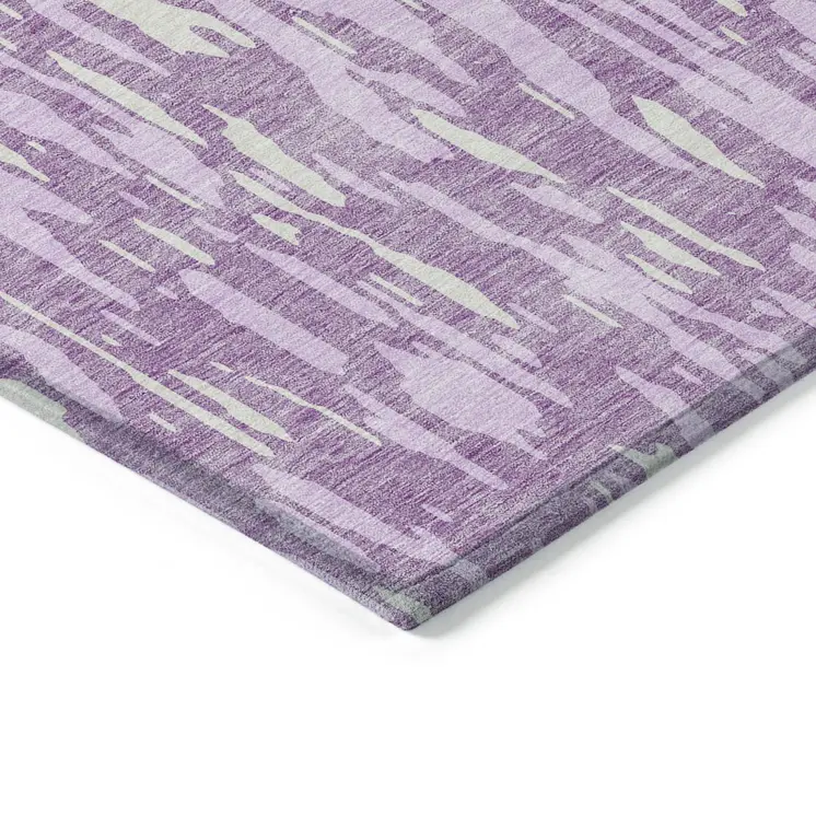 3' X 5' Lavender And Ivory Abstract Washable Indoor Outdoor Area Rug