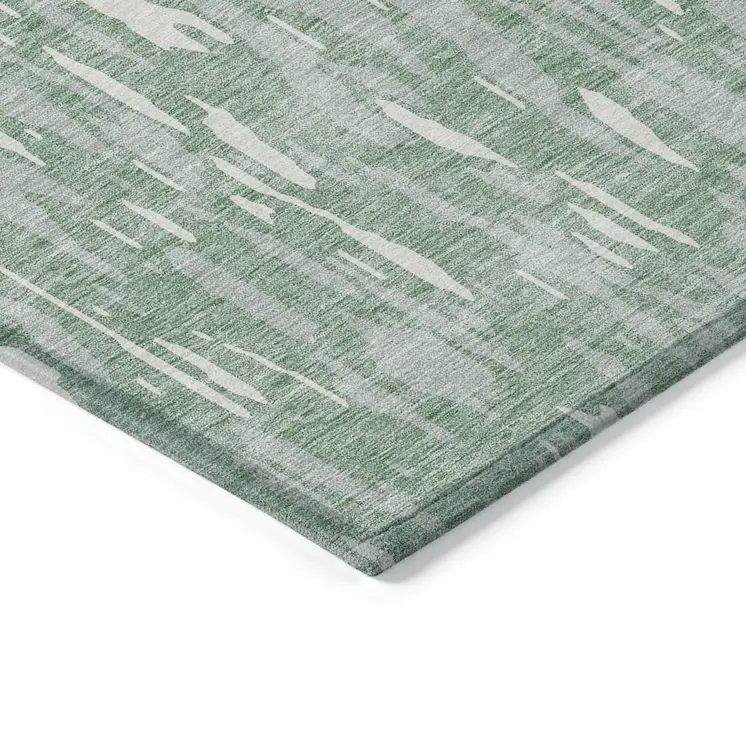 3' X 5' Sage And Ivory Abstract Washable Indoor Outdoor Area Rug