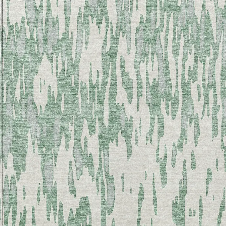 5' X 8' Sage And Ivory Abstract Washable Indoor Outdoor Area Rug