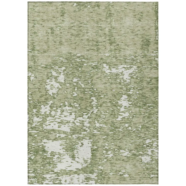 3' X 5' Sage And Ivory Abstract Washable Indoor Outdoor Area Rug