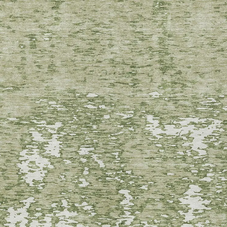 5' X 8' Sage And Ivory Abstract Washable Indoor Outdoor Area Rug