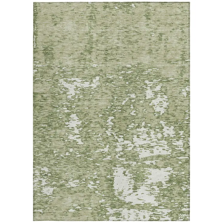 8' X 10' Sage And Ivory Abstract Washable Indoor Outdoor Area Rug