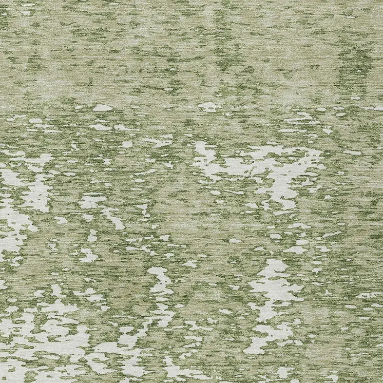 9' X 12' Sage And Ivory Abstract Washable Indoor Outdoor Area Rug