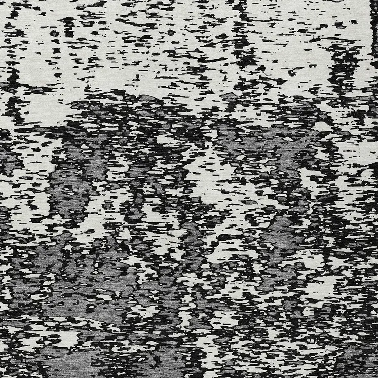 8' X 10' Black And Ivory Abstract Washable Indoor Outdoor Area Rug