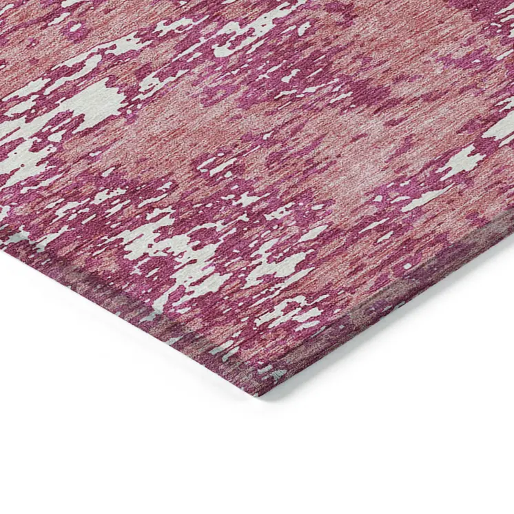 3' X 5' Blush And Ivory Abstract Washable Indoor Outdoor Area Rug