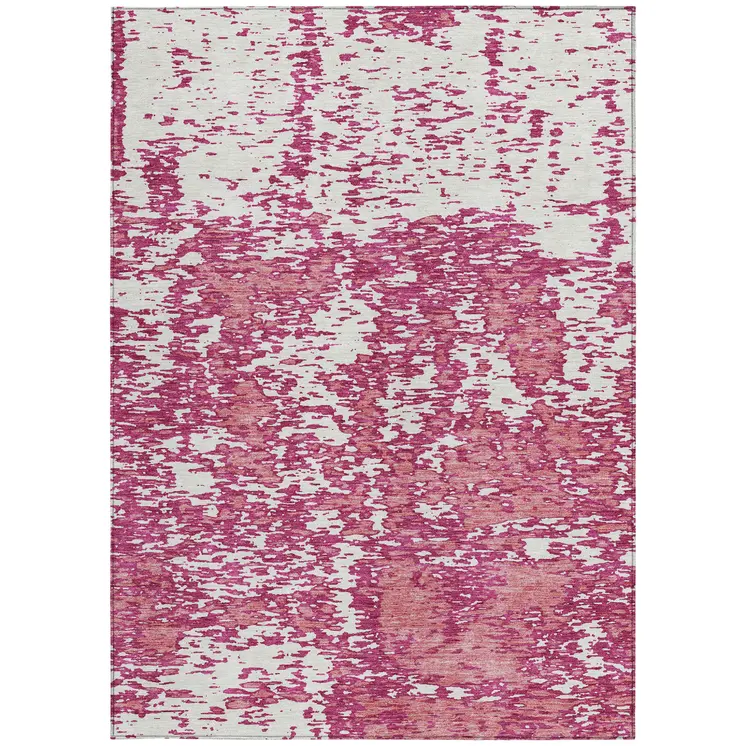 3' X 5' Blush And Ivory Abstract Washable Indoor Outdoor Area Rug