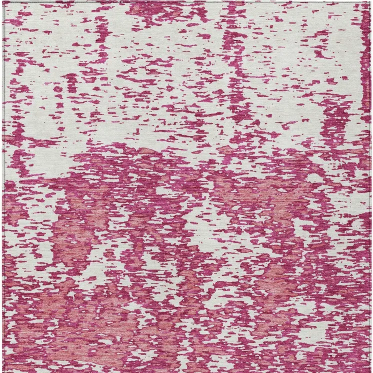 9' X 12' Blush And Ivory Abstract Washable Indoor Outdoor Area Rug