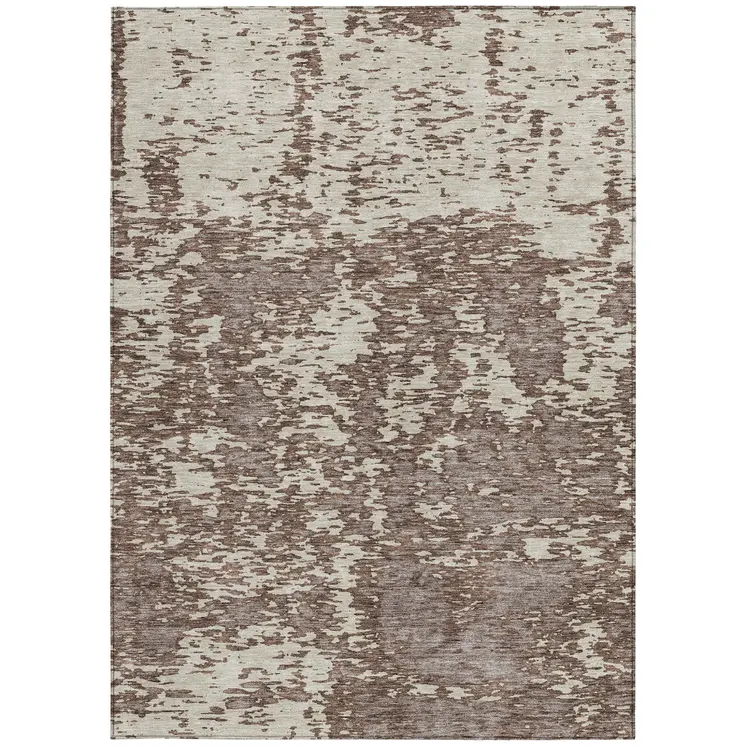 3' X 5' Brown And Ivory Abstract Washable Indoor Outdoor Area Rug