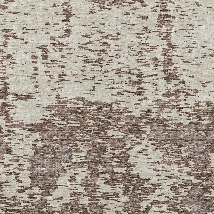 5' X 8' Brown And Ivory Abstract Washable Indoor Outdoor Area Rug