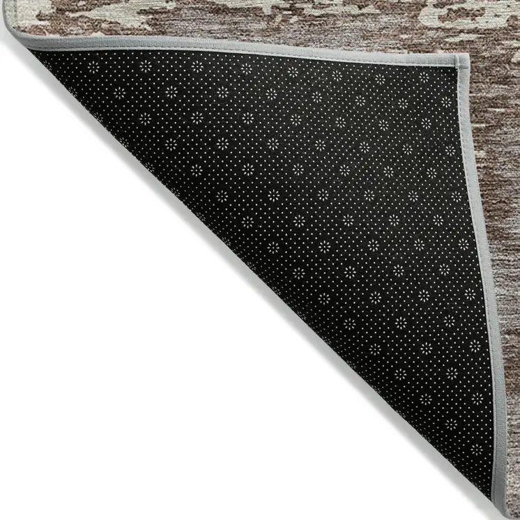 10' X 14' Brown And Ivory Abstract Washable Indoor Outdoor Area Rug