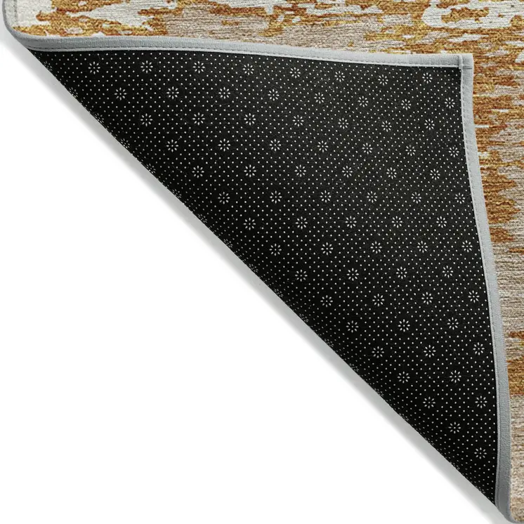 5' X 8' Copper And Ivory Abstract Washable Indoor Outdoor Area Rug