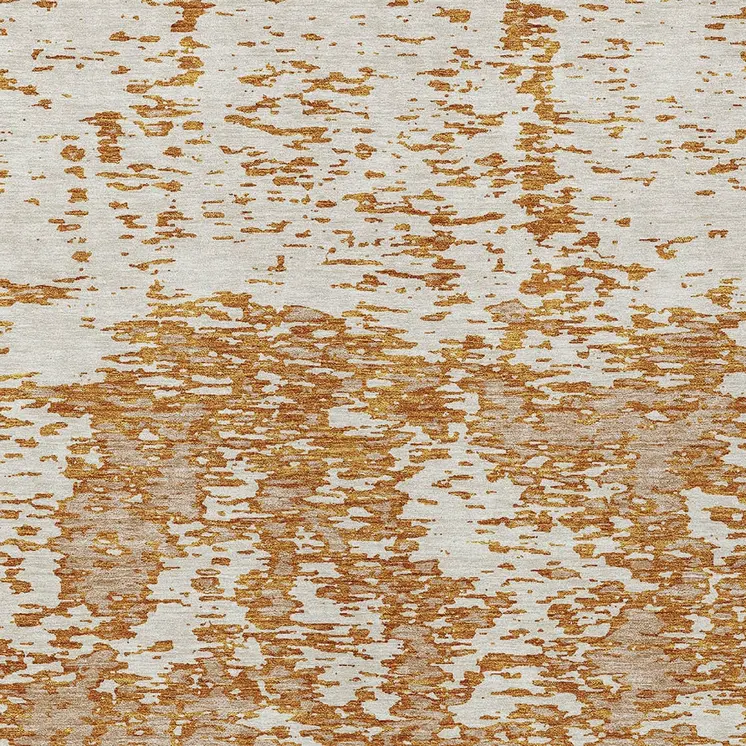 8' X 10' Copper And Ivory Abstract Washable Indoor Outdoor Area Rug