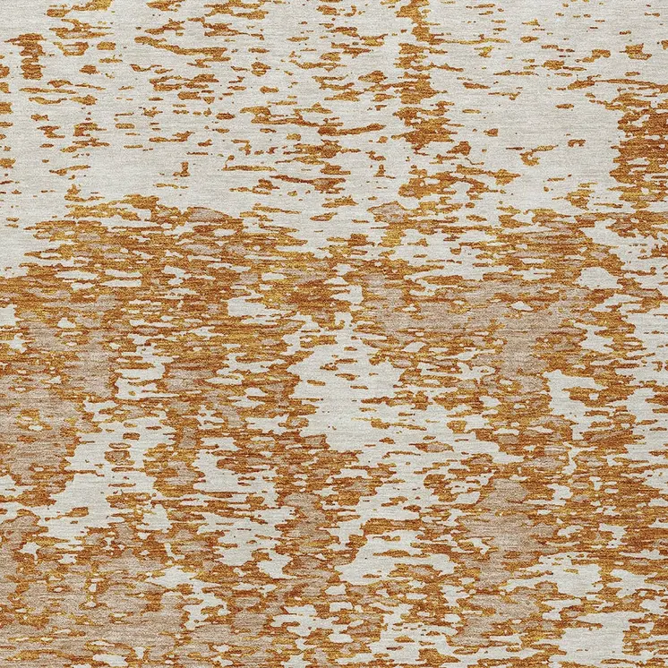 9' X 12' Copper And Ivory Abstract Washable Indoor Outdoor Area Rug