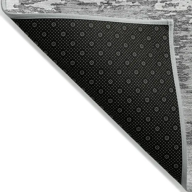 3' X 5' Gray And Ivory Abstract Washable Indoor Outdoor Area Rug
