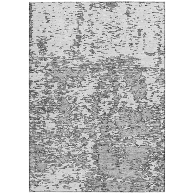 8' X 10' Gray And Ivory Abstract Washable Indoor Outdoor Area Rug