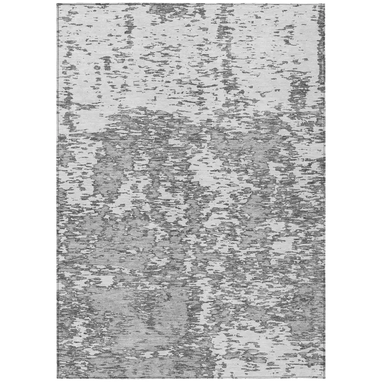 8' X 10' Gray And Ivory Abstract Washable Indoor Outdoor Area Rug