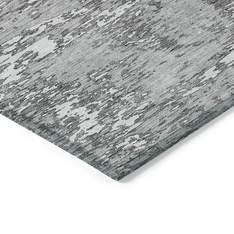 8' X 10' Gray And Ivory Abstract Washable Indoor Outdoor Area Rug