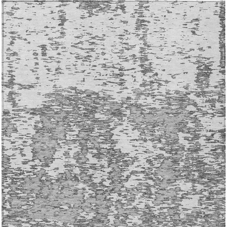 9' X 12' Gray And Ivory Abstract Washable Indoor Outdoor Area Rug