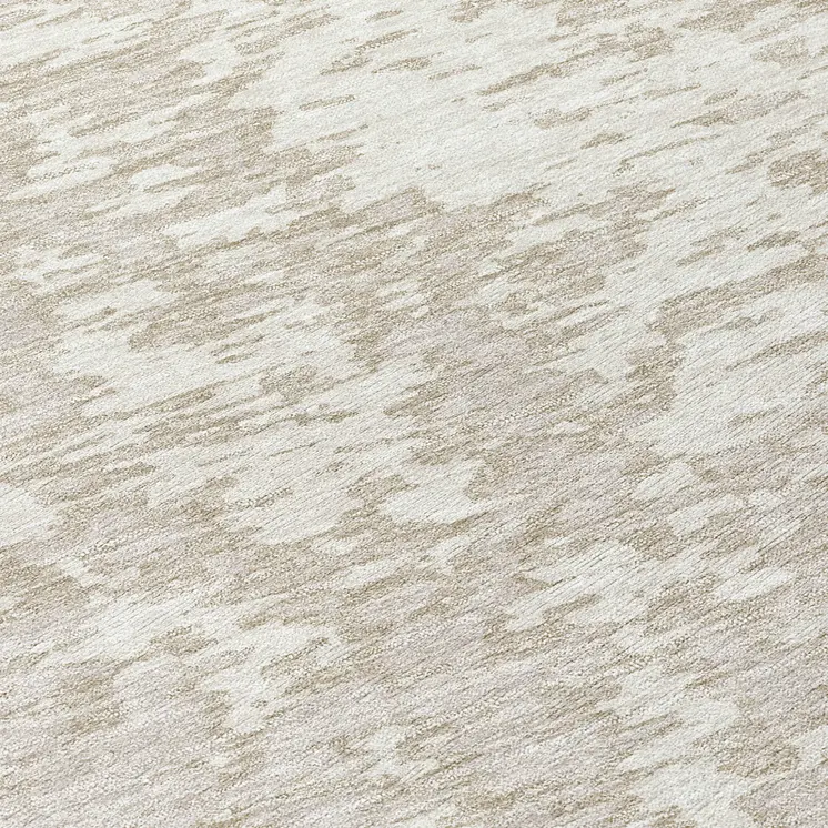 8' Ivory And Off White Round Abstract Washable Indoor Outdoor Area Rug