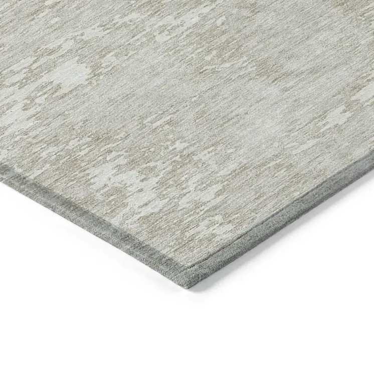 8' X 10' Ivory And Off White Abstract Washable Indoor Outdoor Area Rug