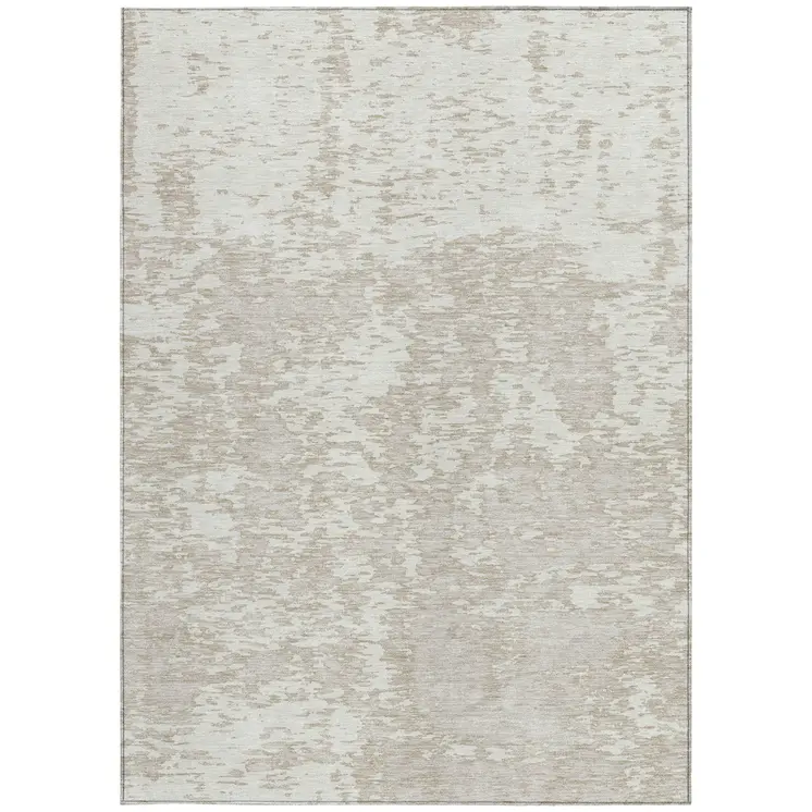 10' X 14' Ivory And Off White Abstract Washable Indoor Outdoor Area Rug