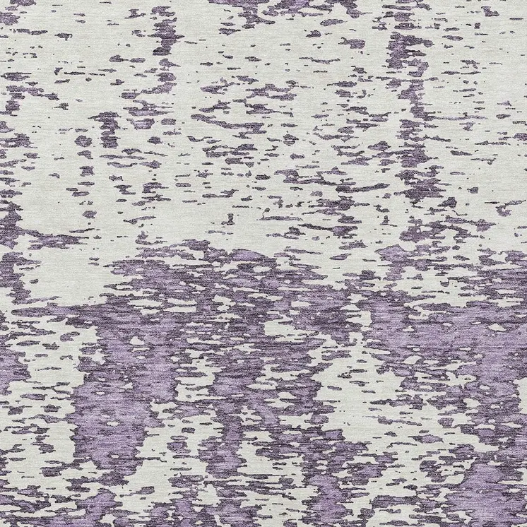 3' X 5' Lavender And Ivory Abstract Washable Indoor Outdoor Area Rug