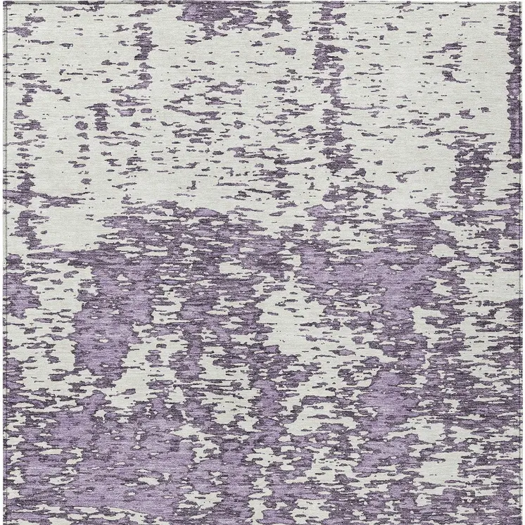 10' X 14' Lavender And Ivory Abstract Washable Indoor Outdoor Area Rug