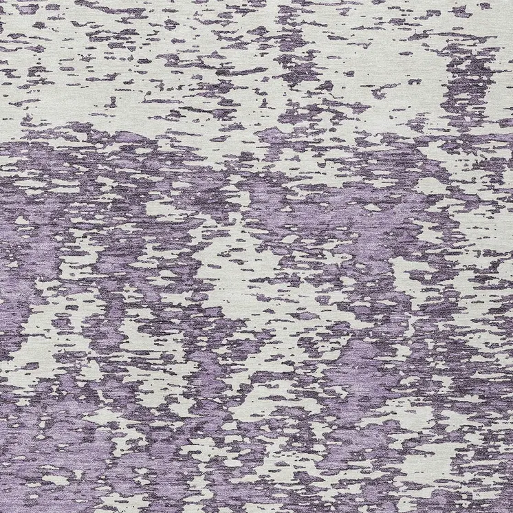 10' X 14' Lavender And Ivory Abstract Washable Indoor Outdoor Area Rug
