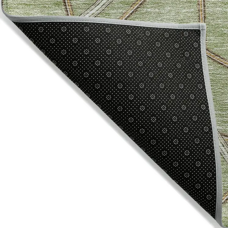 9' X 12' Sage Ivory And Brown Geometric Washable Indoor Outdoor Area Rug