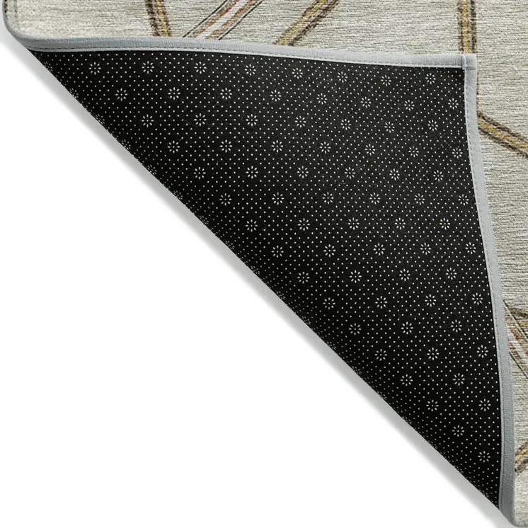 10' X 14' Beige Ivory And Brown Geometric Washable Indoor Outdoor Area Rug