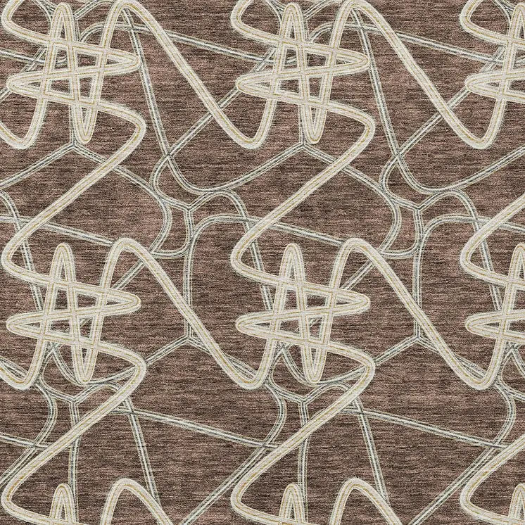 10' X 14' Brown Ivory And Gold Geometric Washable Indoor Outdoor Area Rug