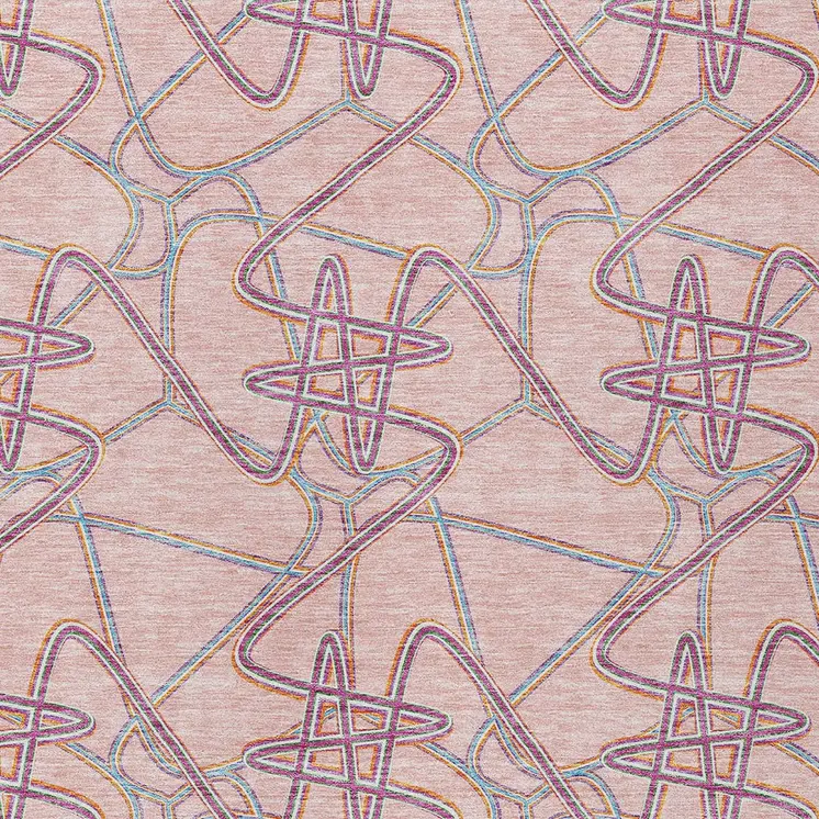 8' X 10' Pink Purple And Sky Blue Geometric Washable Indoor Outdoor Area Rug