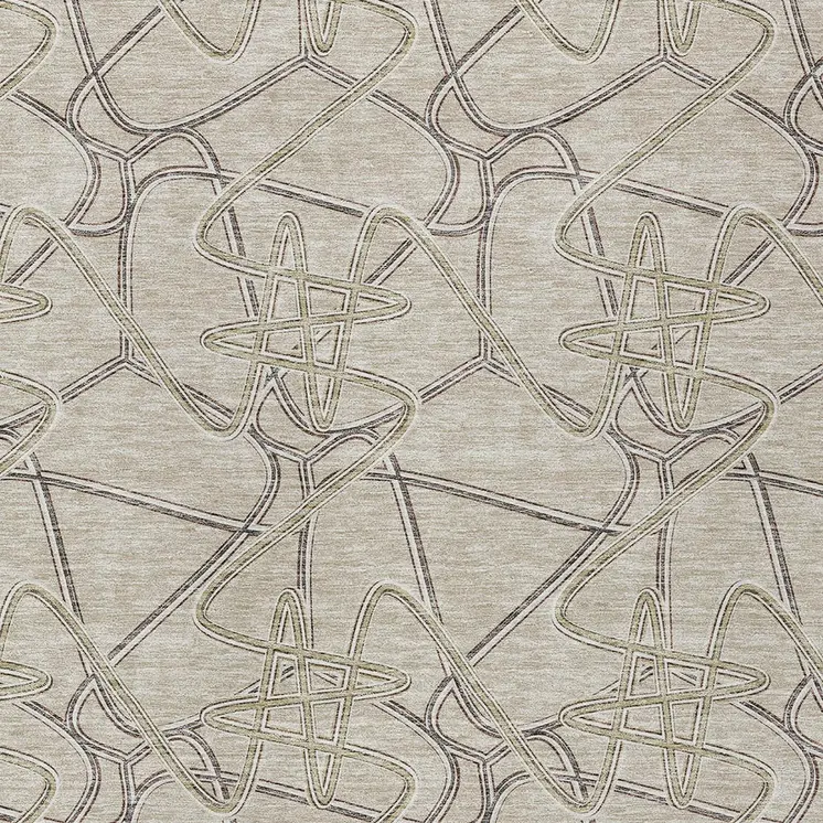 8' X 10' Beige Ivory And Gray Geometric Washable Indoor Outdoor Area Rug