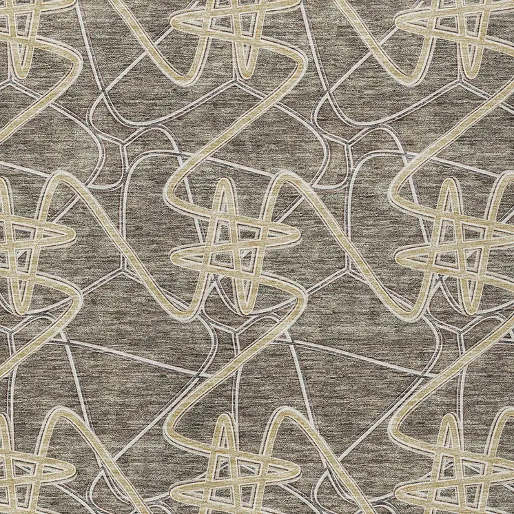 3' X 5' Taupe Ivory And Brown Geometric Washable Indoor Outdoor Area Rug