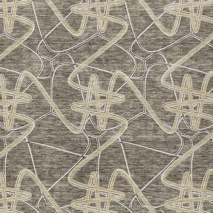 5' X 8' Taupe Ivory And Brown Geometric Washable Indoor Outdoor Area Rug