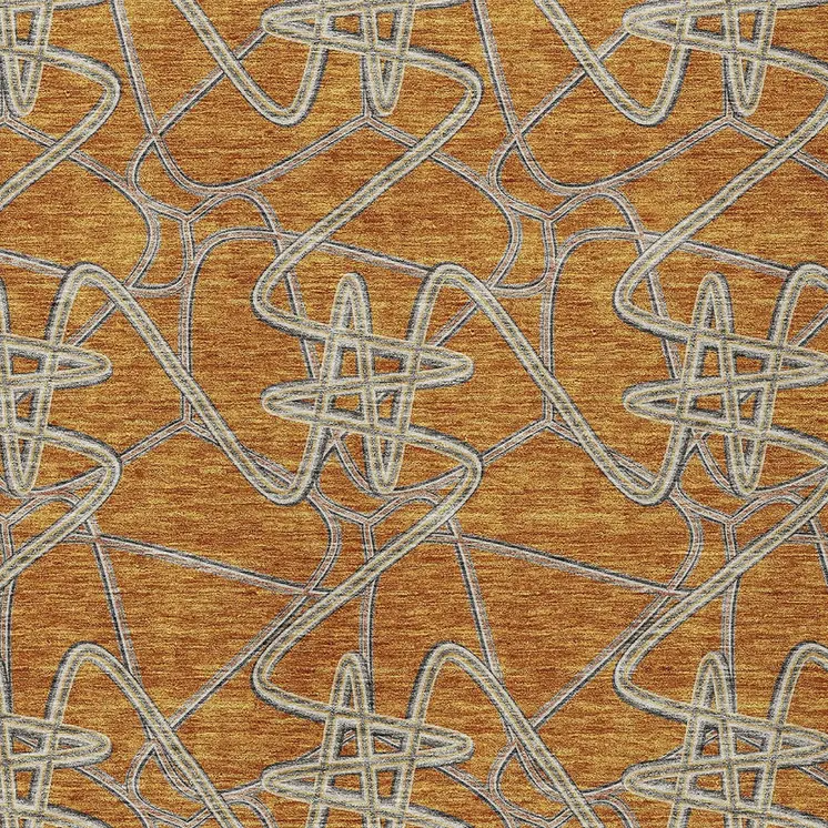 10' X 14' Terra Cotta Ivory And Charcoal Geometric Washable Indoor Outdoor Area Rug