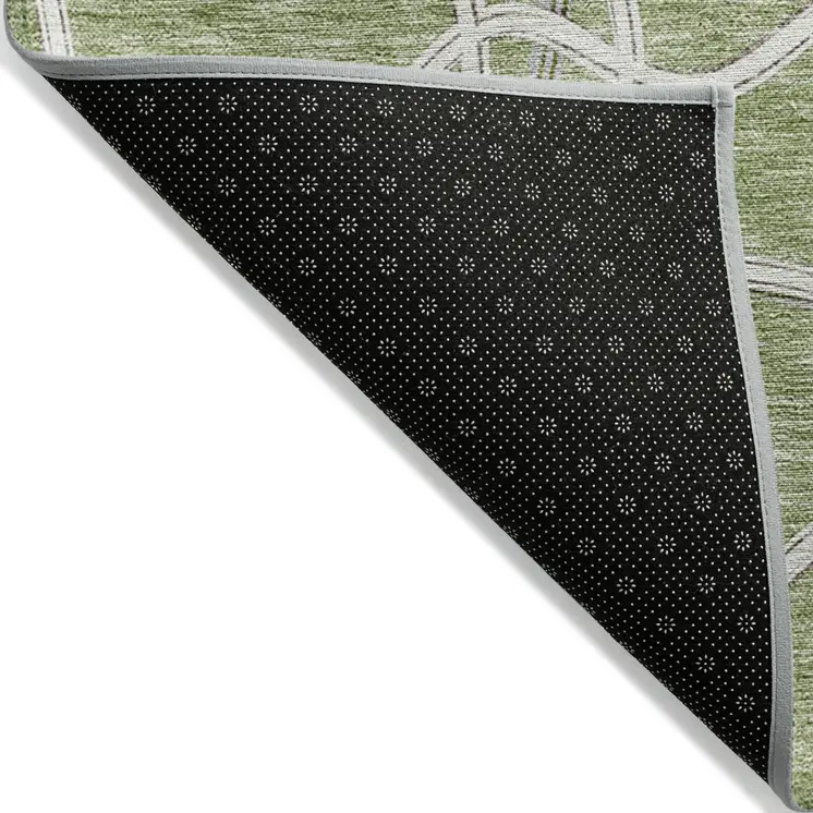 8' X 10' Sage And Ivory Geometric Washable Indoor Outdoor Area Rug