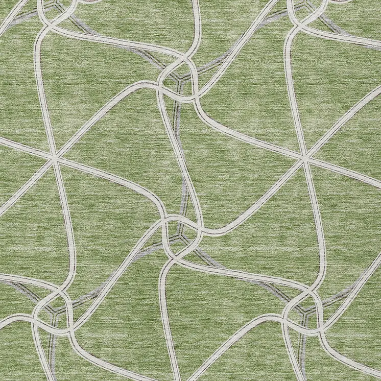 8' X 10' Sage And Ivory Geometric Washable Indoor Outdoor Area Rug