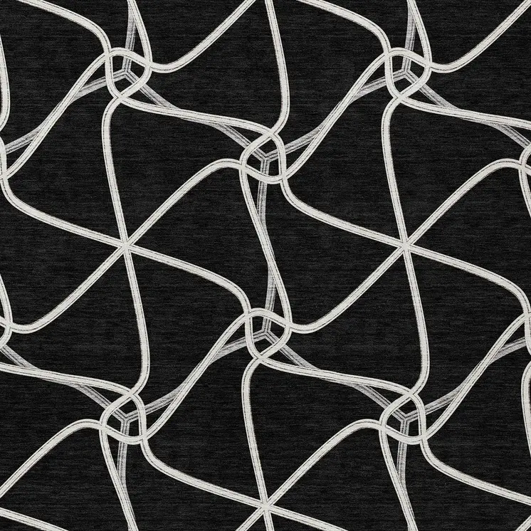 10' X 14' Black And Ivory Geometric Washable Indoor Outdoor Area Rug