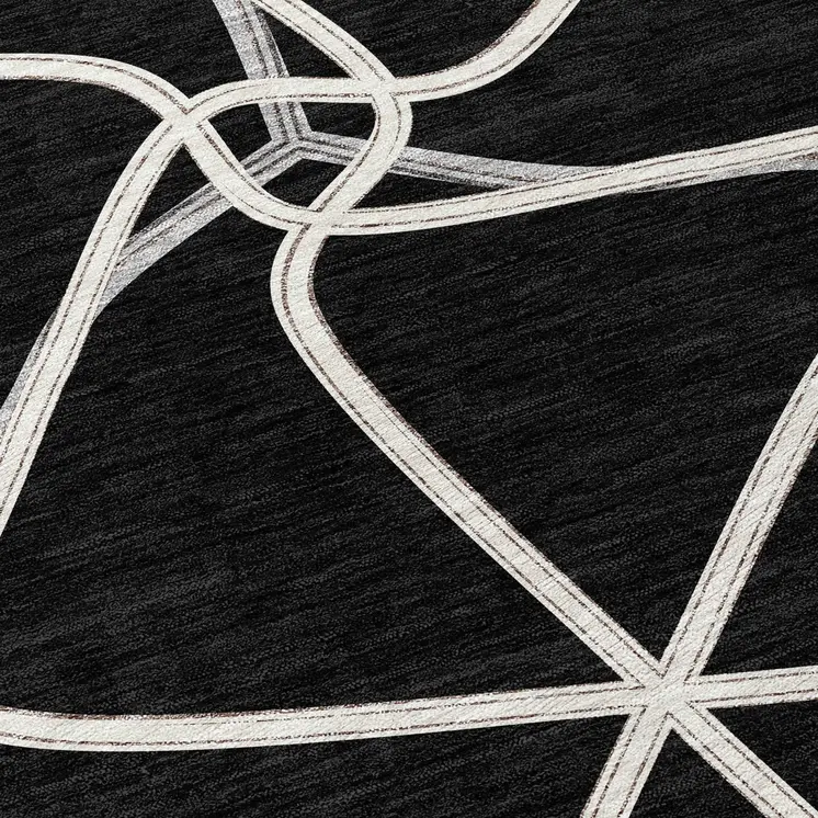 10' X 14' Black And Ivory Geometric Washable Indoor Outdoor Area Rug