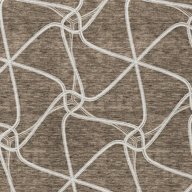 5' X 8' Brown And Ivory Geometric Washable Indoor Outdoor Area Rug