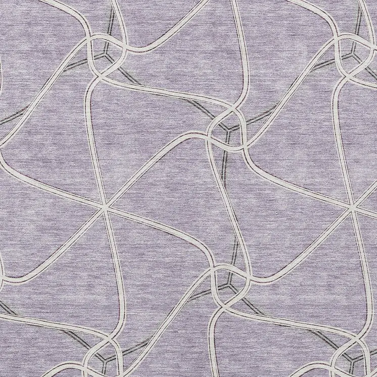 3' X 5' Lavender And Ivory Geometric Washable Indoor Outdoor Area Rug