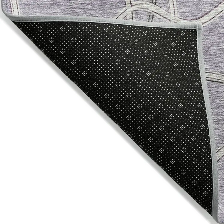 9' X 12' Lavender And Ivory Geometric Washable Indoor Outdoor Area Rug